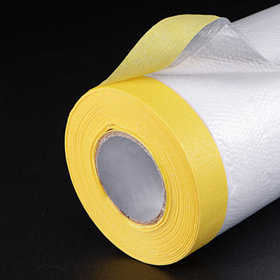 Harfington Uxcell Pre-Taped Masking Film 43.31" x 98ft with Medium-Tack Painters Tape 2Pcs