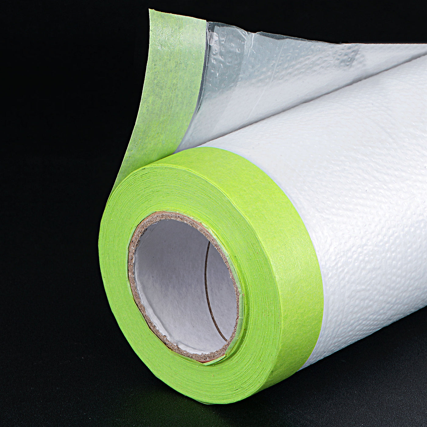 Uxcell Uxcell Pre-Taped Masking Film 118.1" x 49ft with Medium-Tack Painters Tape Green 2Pcs