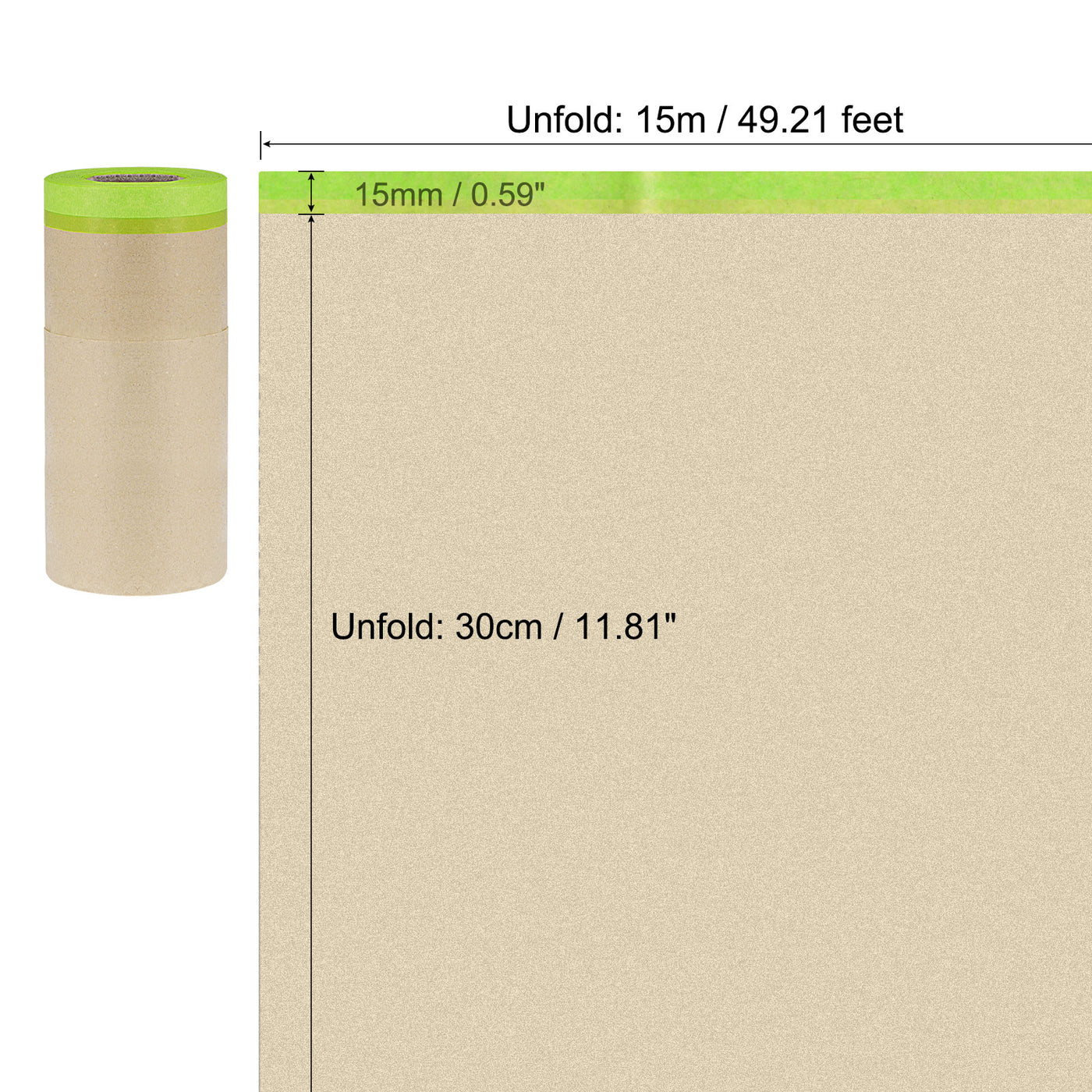 uxcell Uxcell Pre-Taped Masking Film Brown Paper with Medium-Tack Tape