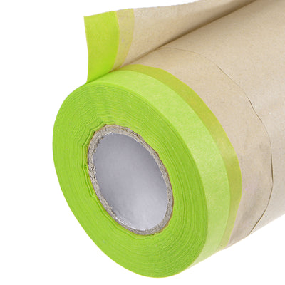 Harfington Uxcell Pre-Taped Masking Film Brown Paper with Medium-Tack Tape