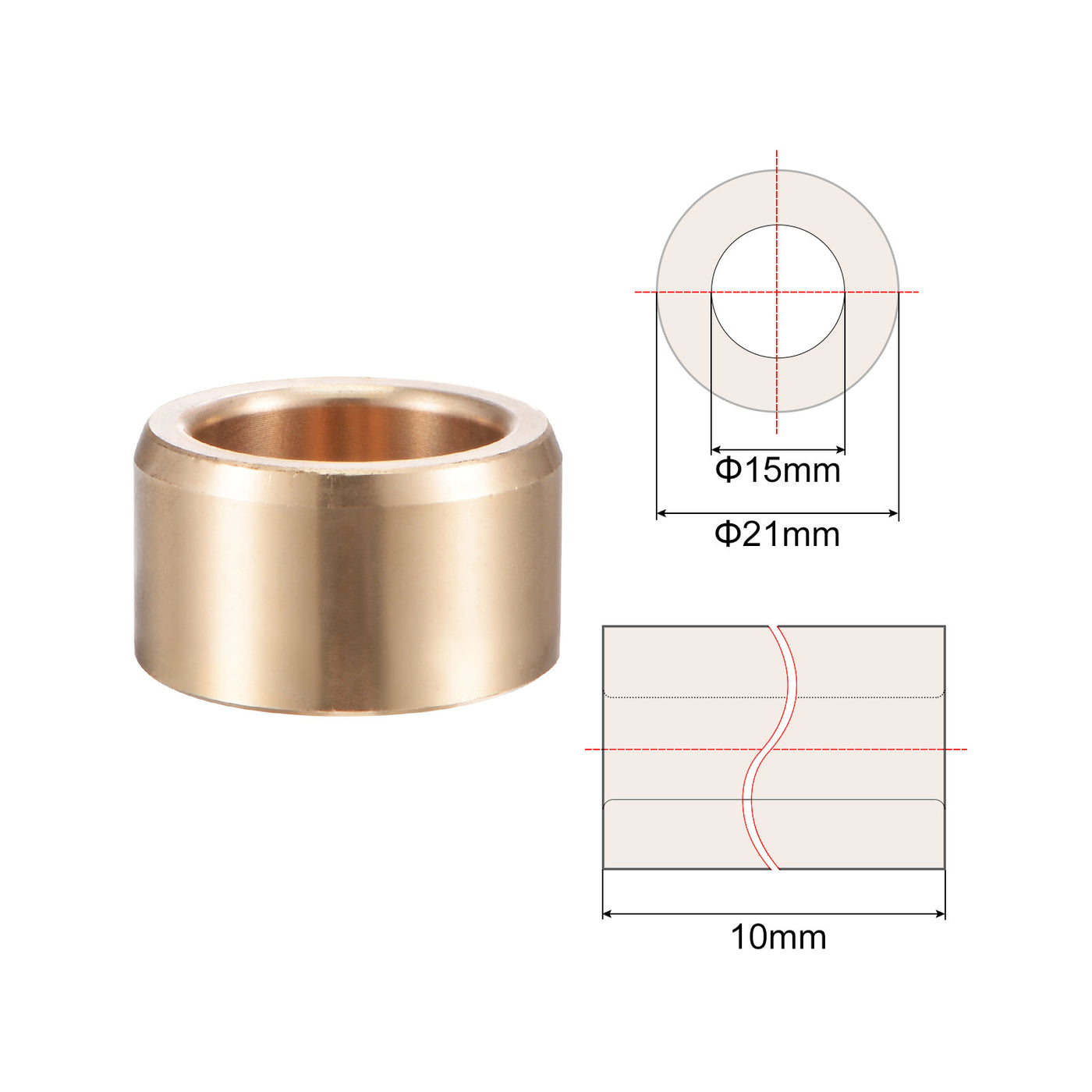 uxcell Uxcell Sleeve Bearings Cast Brass Self-Lubricating Bushing