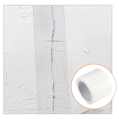 Harfington Uxcell Drywall Joint Tape Self-Adhesive Fiberglass 2-inch x 164-feet, 2mm Mesh 2Pcs