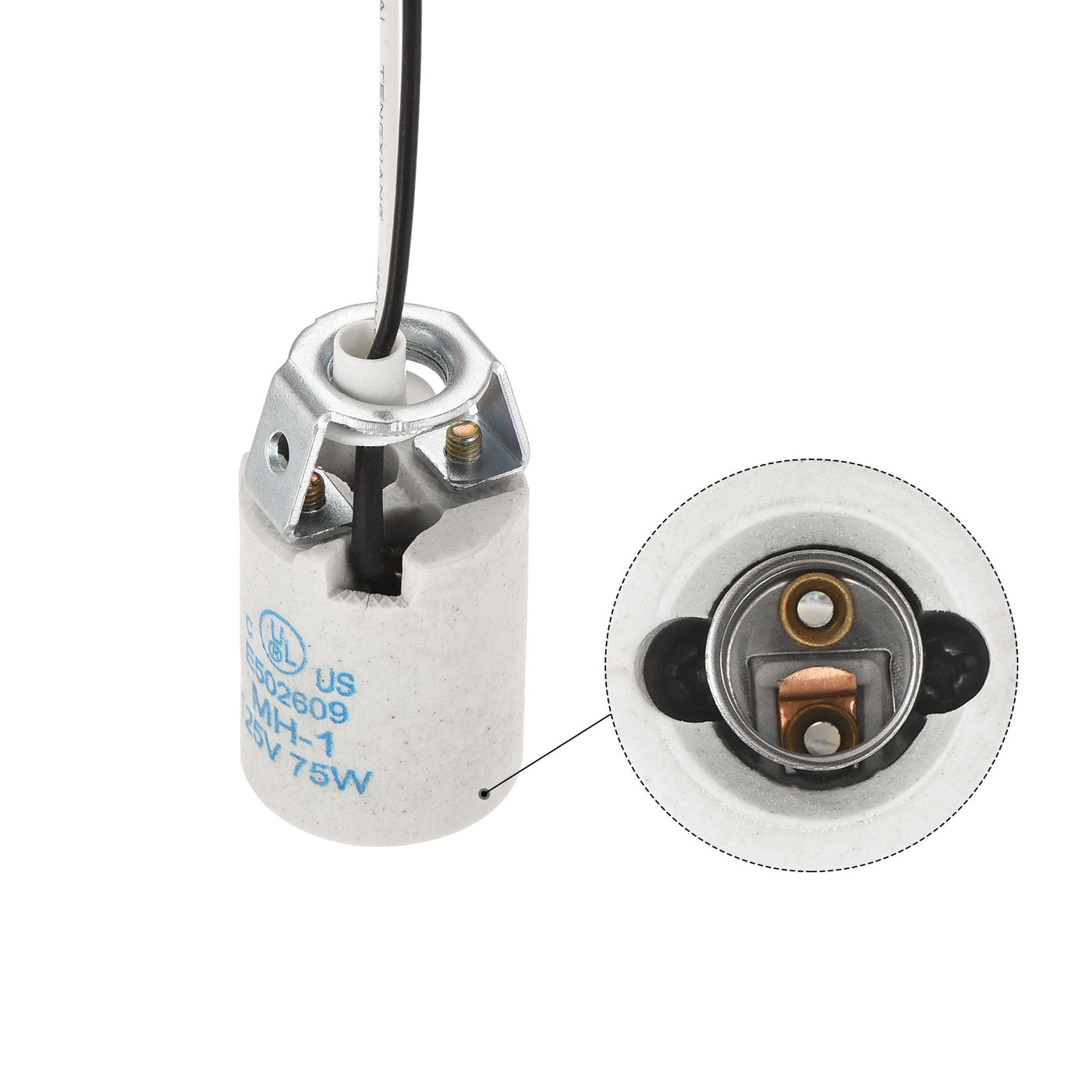 Bulb Socket Ceramic Candelabra Bulb Lamp Holder with Lamp Pipe Nut ...