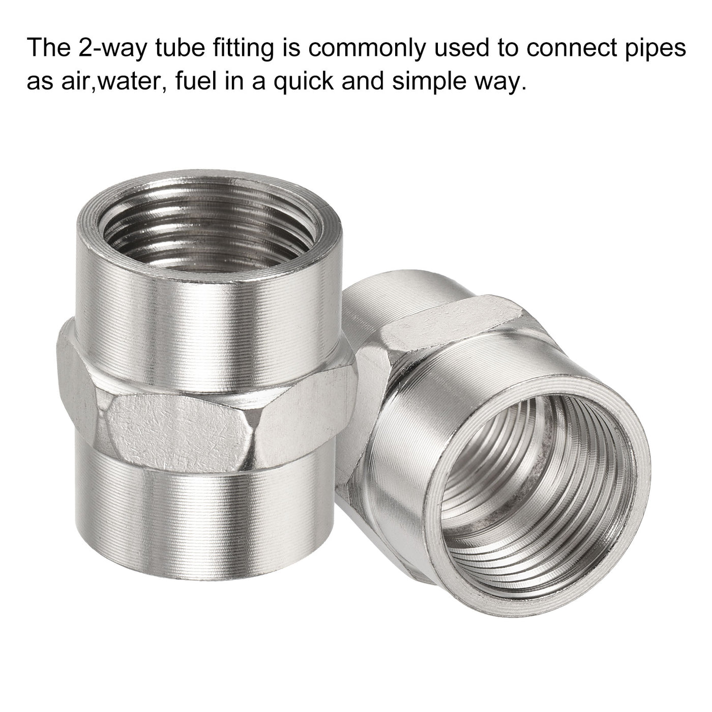 Harfington Stainless Steel Pipe Fitting, Female to Female Thread Hex Connector Adapter