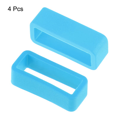 Harfington Uxcell Watch Band Strap Loops Silicone for 19mm Width Watch Band, Light Blue 4 Pcs