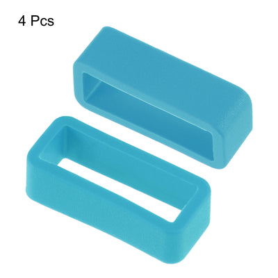 Harfington Uxcell Watch Band Strap Loops Silicone for 19mm Width Watch Band, Light Blue 4 Pcs