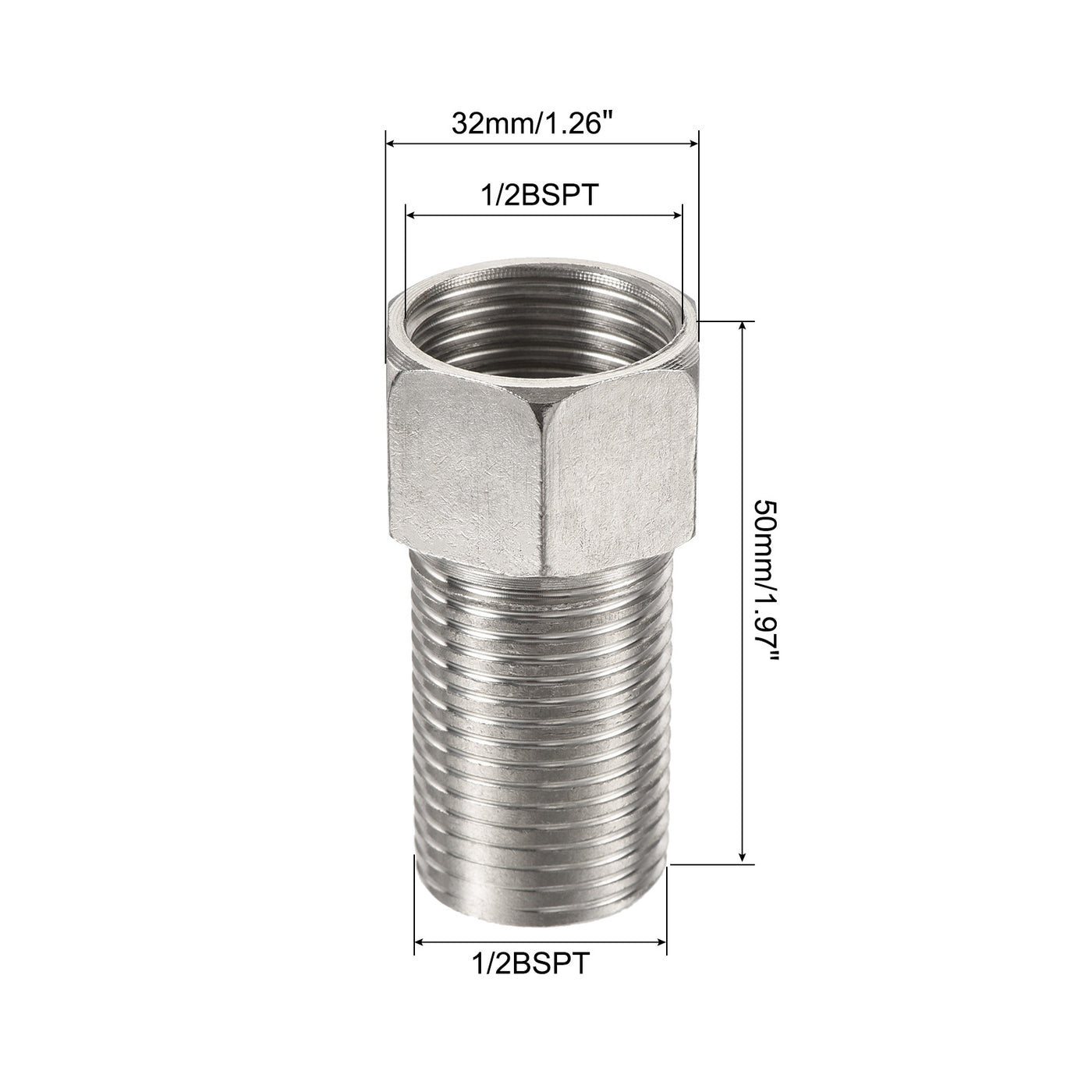 Harfington Stainless Steel Hex Reducer Pipe Fitting Female to Male Thread Connector Adapter