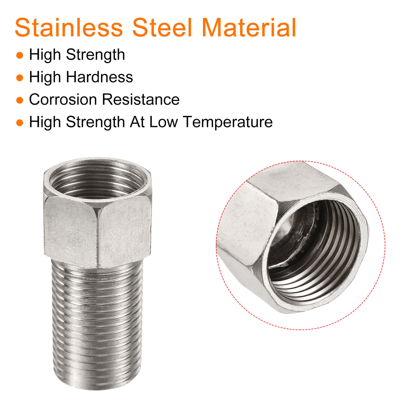Harfington Stainless Steel Hex Reducer Pipe Fitting Female to Male Thread Connector Adapter