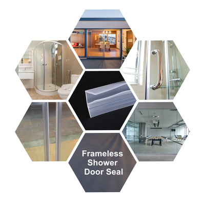 Harfington Uxcell Frameless Glass Shower Door Sweep 59.06" for 3/8"(10mm) Glass F-Type Seal Strip