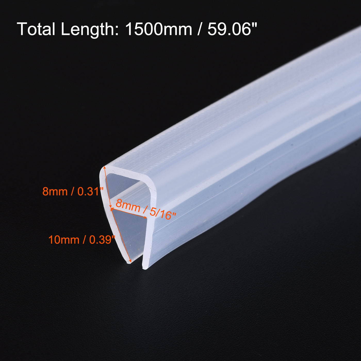 Uxcell Uxcell Frameless Glass Shower Door Sweep 137.8" for 5/16"(8mm) Glass U-Type Seal Strip