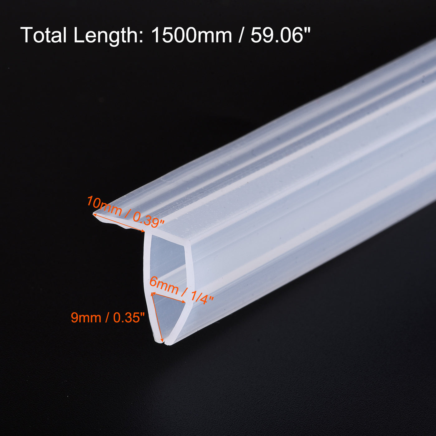 Uxcell Uxcell Frameless Glass Door Sweep 59.06" for 1/4"(6mm) Glass Corner-Type Seal Strip