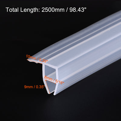 Harfington Uxcell Frameless Glass Door Sweep 59.06" for 5/16"(8mm) Glass Corner-Type Seal Strip