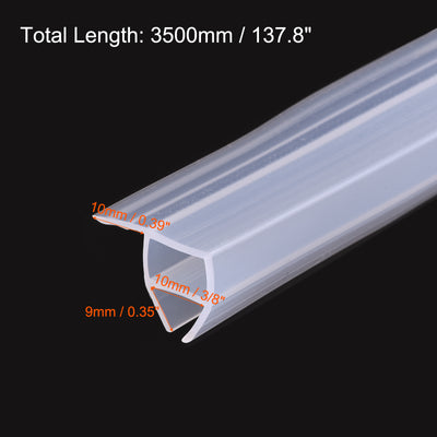 Harfington Uxcell Frameless Glass Door Sweep 137.8" for 3/8"(10mm) Glass Corner-Type Seal Strip