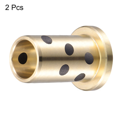 Harfington Uxcell Flanged Sleeve Bearings Wrapped Oilless Bushing Brass