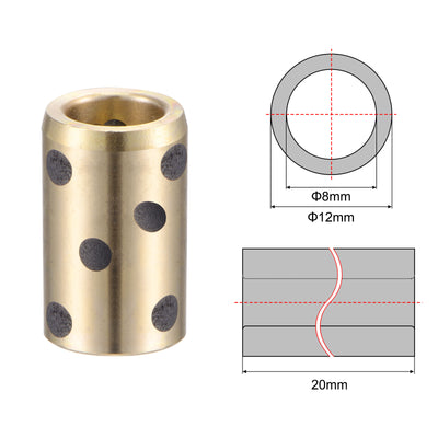 Harfington Uxcell Sleeve Bearings Wrapped Oilless Bushing Brass Graphite