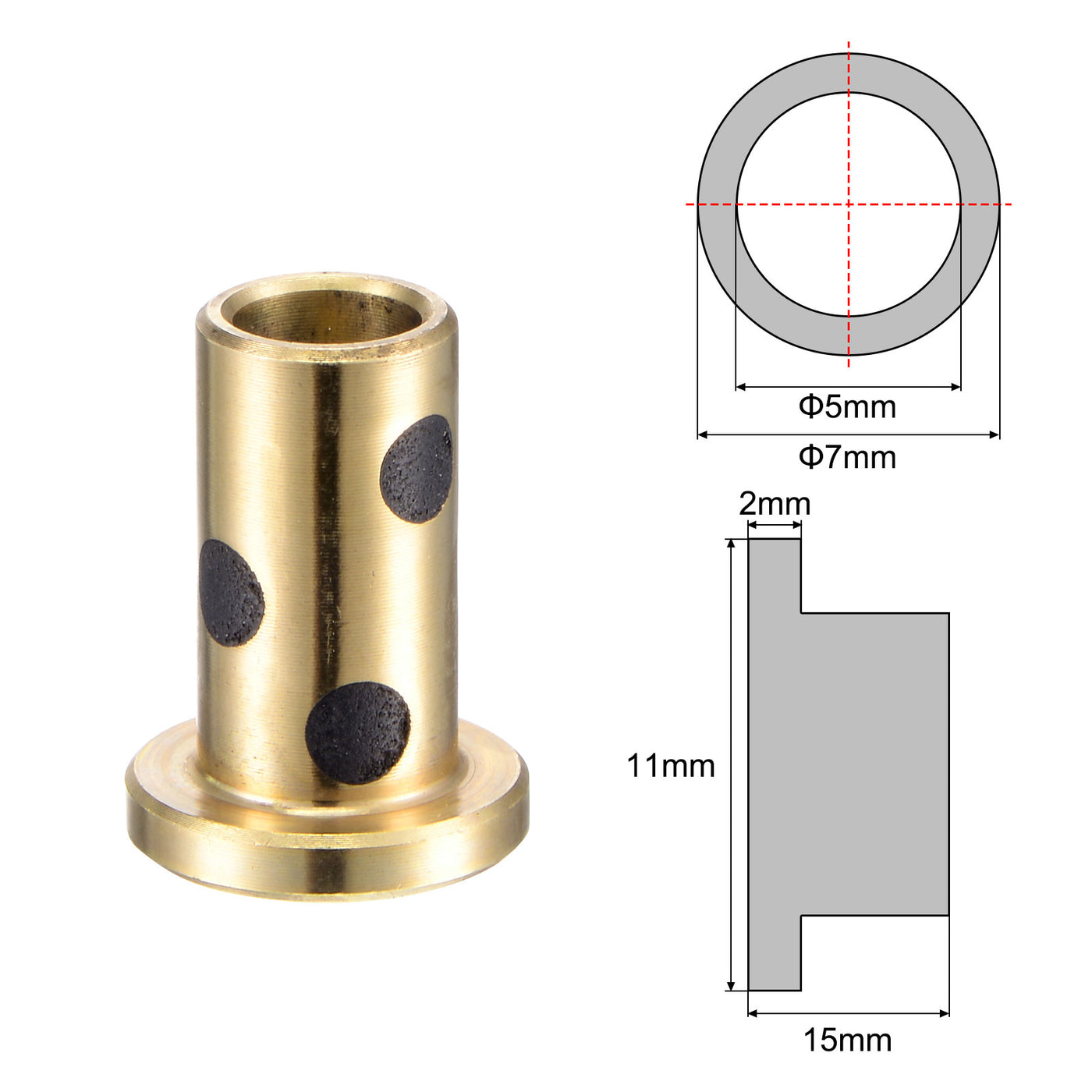uxcell Uxcell Flanged Sleeve Bearings Wrapped Oilless Bushings Brass