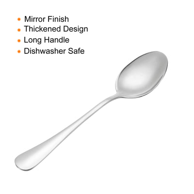 Harfington Metal Spoons 8" 410 Stainless Steel Spoon for Home Kitchen Restaurant 6 Pcs