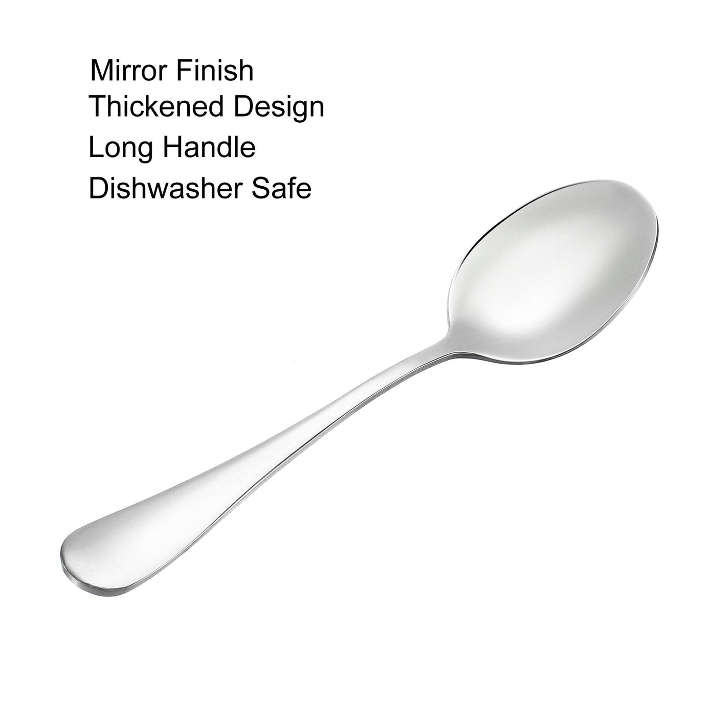 Harfington Metal Spoons 8" 410 Stainless Steel Spoon for Home Kitchen Restaurant 6 Pcs