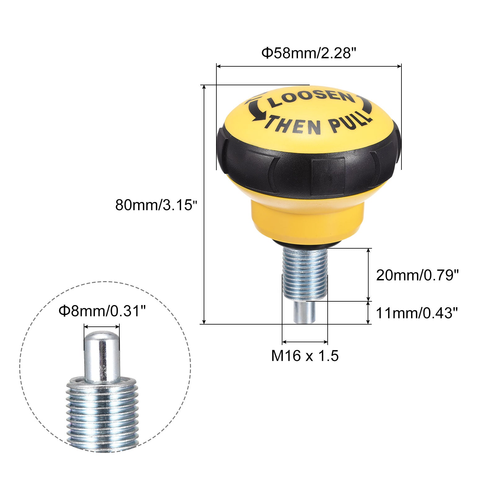 thumbnail image 2 of Uxcell Pull Pin Spring Knob Replacement Parts, M16 2 of 14