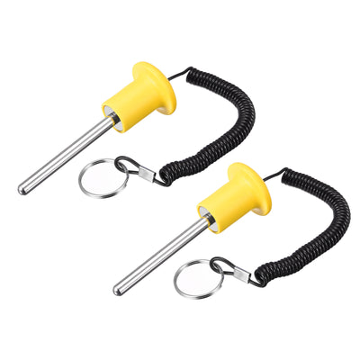 Harfington Uxcell 10 x 80mm Weight Stack Pin with Pull Rope Magnetic Strength Training Yellow 2pcs