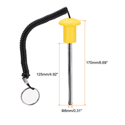 Harfington Uxcell 8mm x 125mm Weight Stack Pin with Pull Rope Magnetic Strength Training Yellow