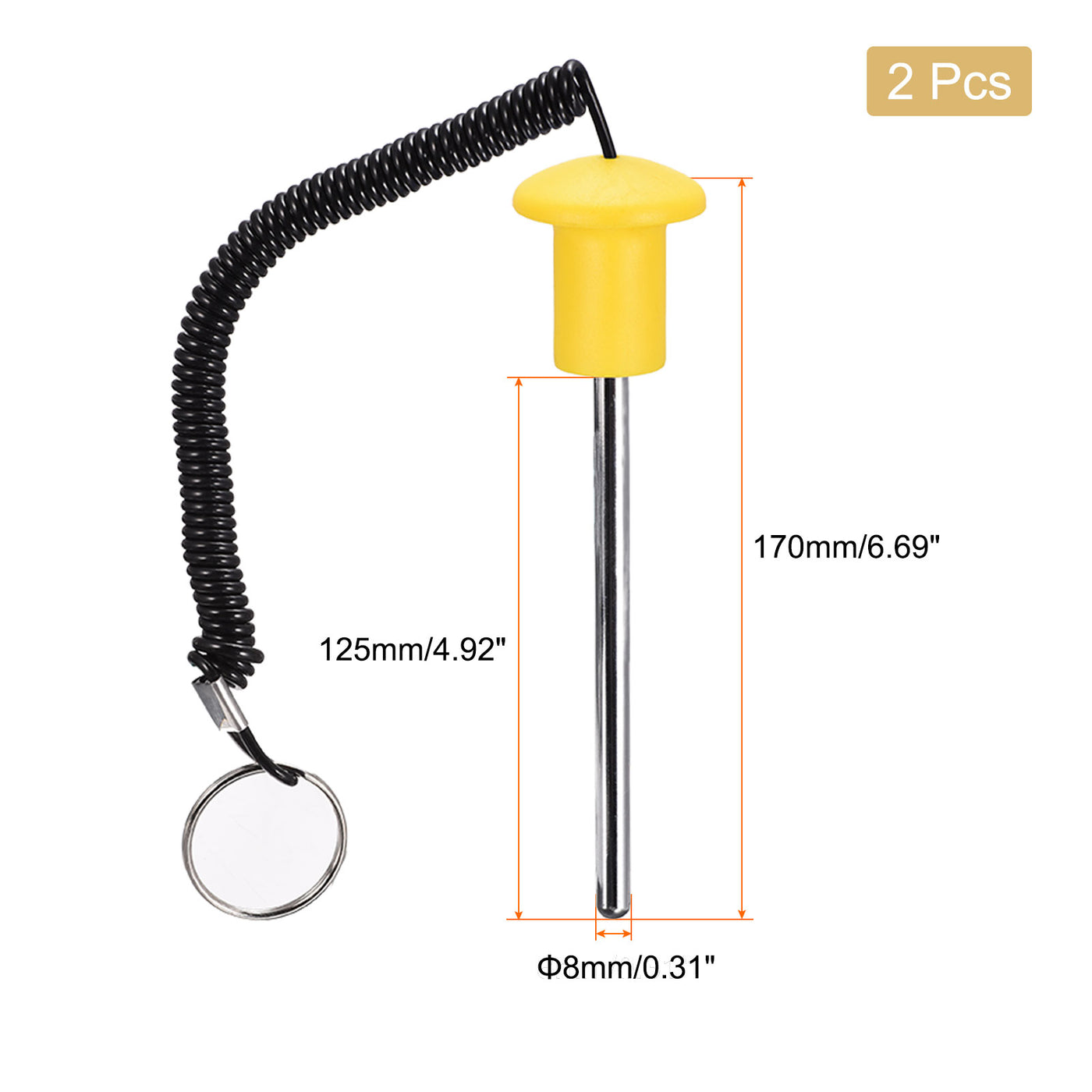 Uxcell Uxcell 10 x 80mm Weight Stack Pin with Pull Rope Magnetic Strength Training Yellow 2pcs