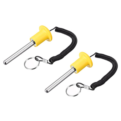 Harfington Uxcell 10 x 80mm Weight Stack Pin with Pull Rope Magnetic Strength Training Yellow 2pcs