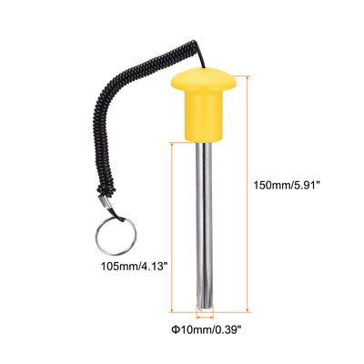 Harfington Uxcell 8mm x 125mm Weight Stack Pin with Pull Rope Magnetic Strength Training Yellow