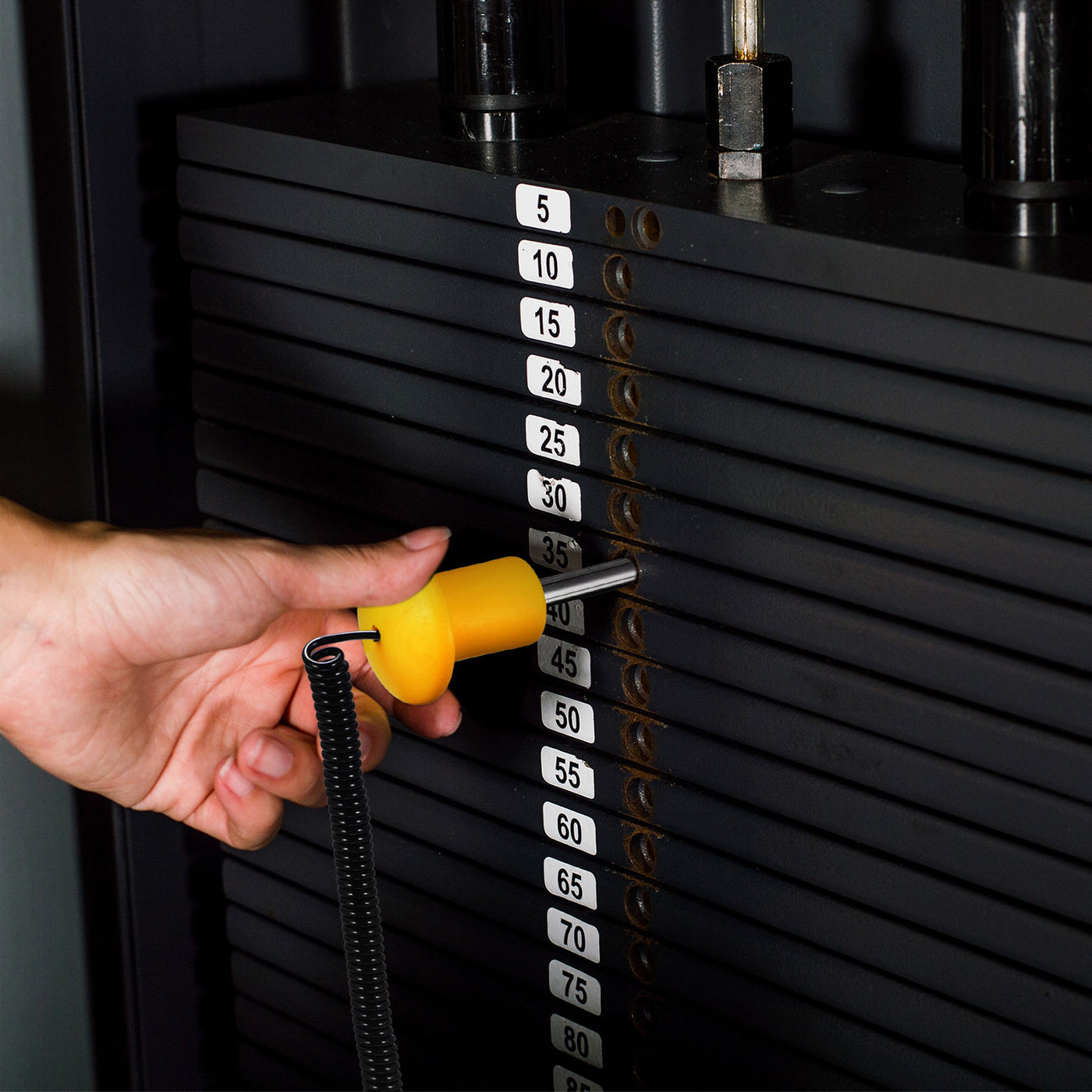 Uxcell Uxcell 8mm x 125mm Weight Stack Pin with Pull Rope Magnetic Strength Training Yellow