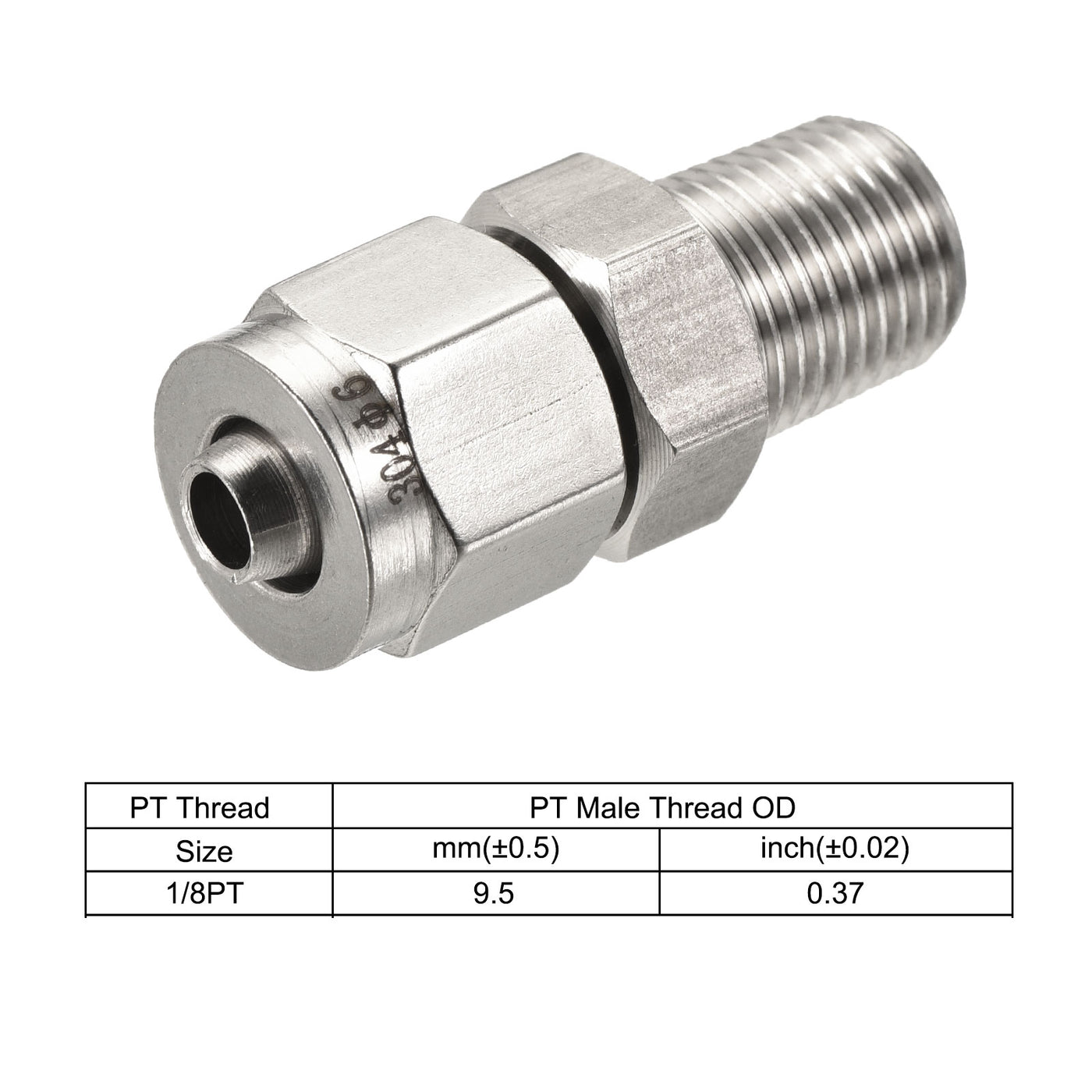 Harfington Compression Tube Fitting Stainless Steel Thread Straight Coupling