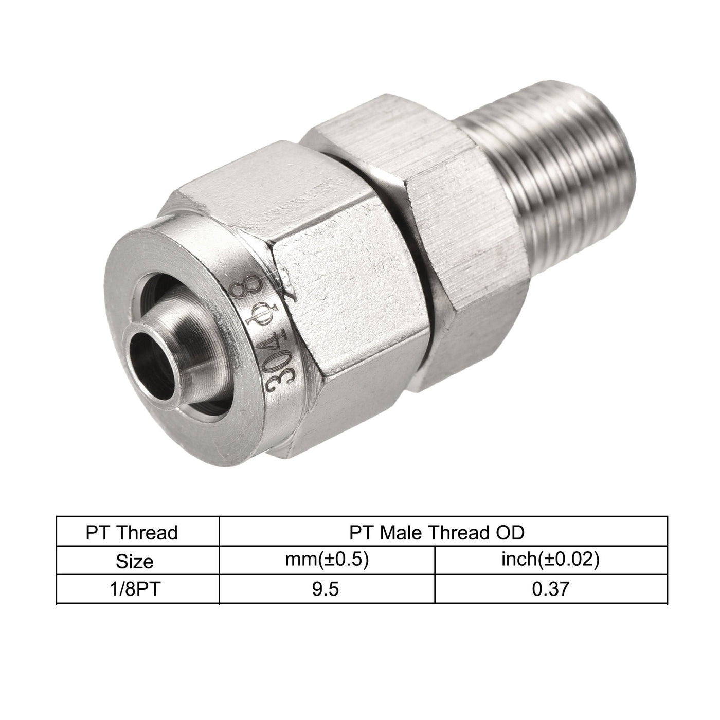 Harfington Compression Tube Fitting Stainless Steel Thread Straight Coupling Adapter