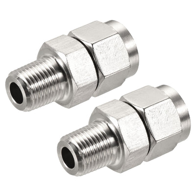 Harfington Compression Tube Fitting Stainless Steel Thread Straight Coupling