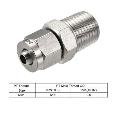 Harfington Compression Tube Fitting Stainless Steel Male Thread Straight Coupling Adapter