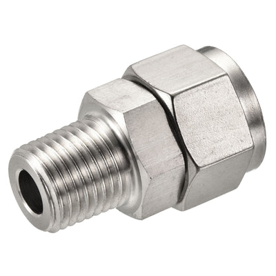 Harfington Compression Tube Fitting Stainless Steel Male Thread Straight Coupling Adapter
