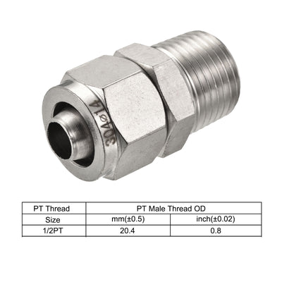Harfington Compression Tube Fitting Steel Thread Straight Coupling Adapter
