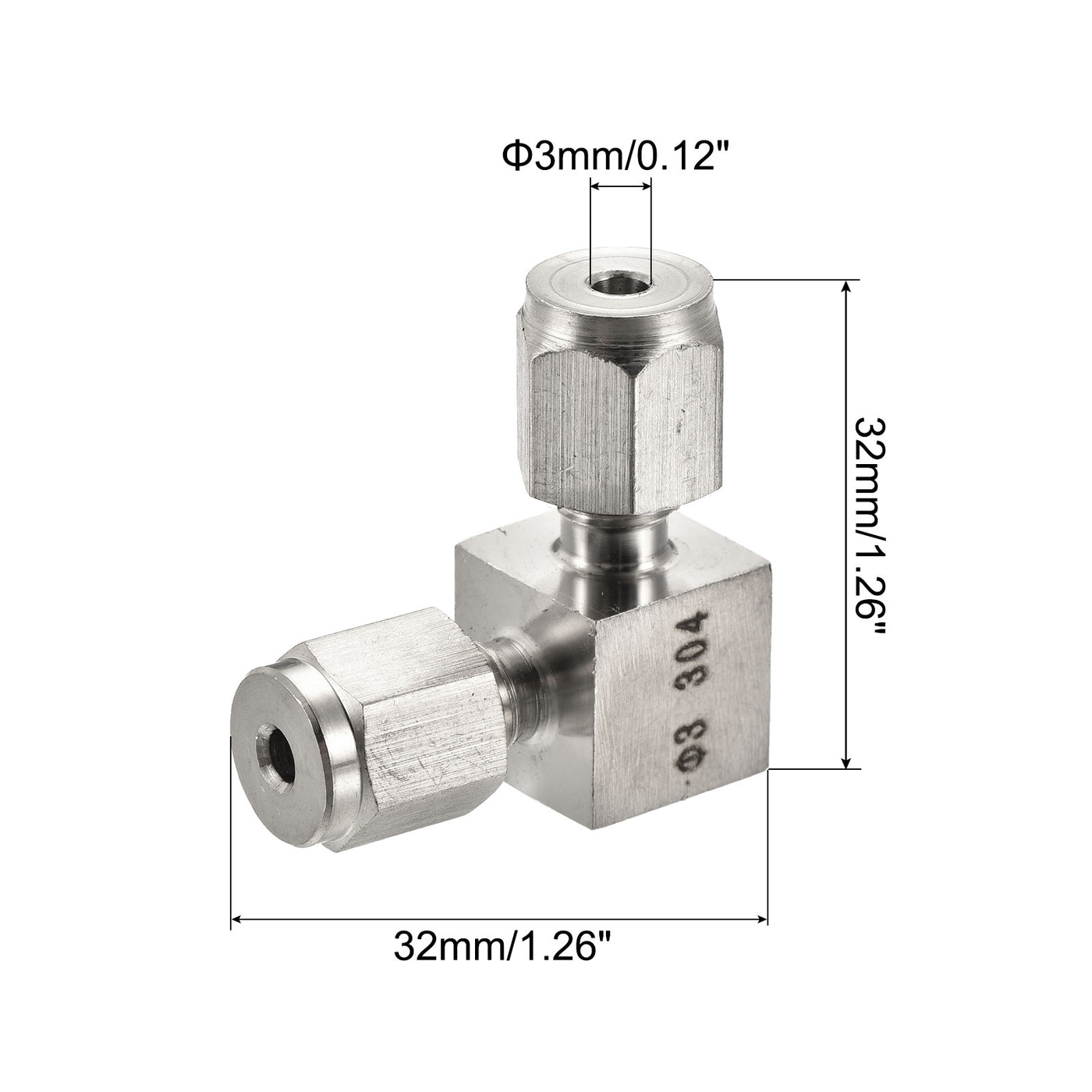 Harfington Compression Tube Fitting Stainless Steel Elbow Double Ferrule Coupling Connector