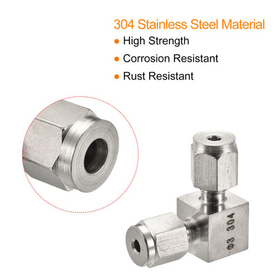 Harfington Compression Tube Fitting Stainless Steel Elbow Double Ferrule Coupling Connector