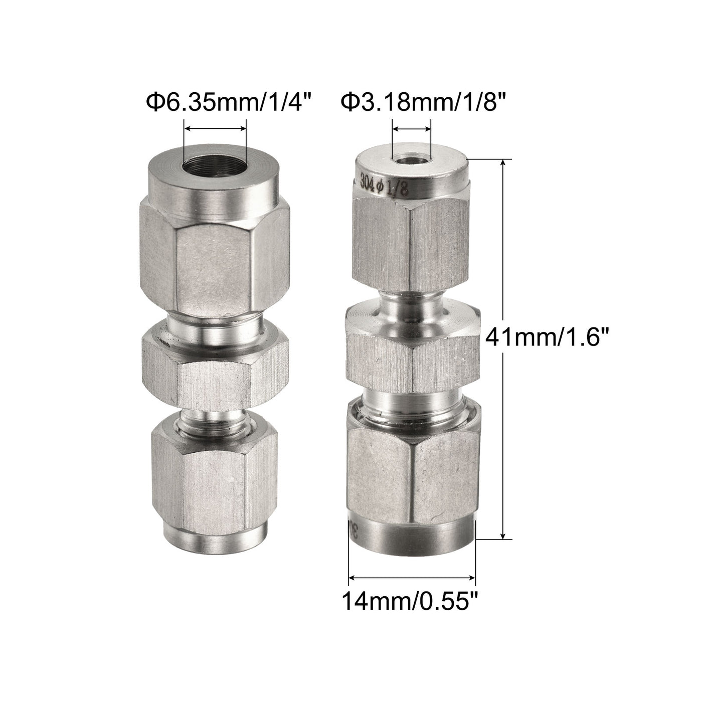 Compression Tube Fitting Stainless Steel Double Ferrule Straight ...