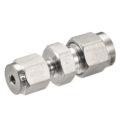 Harfington Compression Tube Fitting Stainless Steel Double Ferrule Straight Coupling Adapter