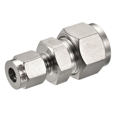 Harfington Compression Tube Fitting Stainless Steel Double Ferrule Straight Coupling Adapter