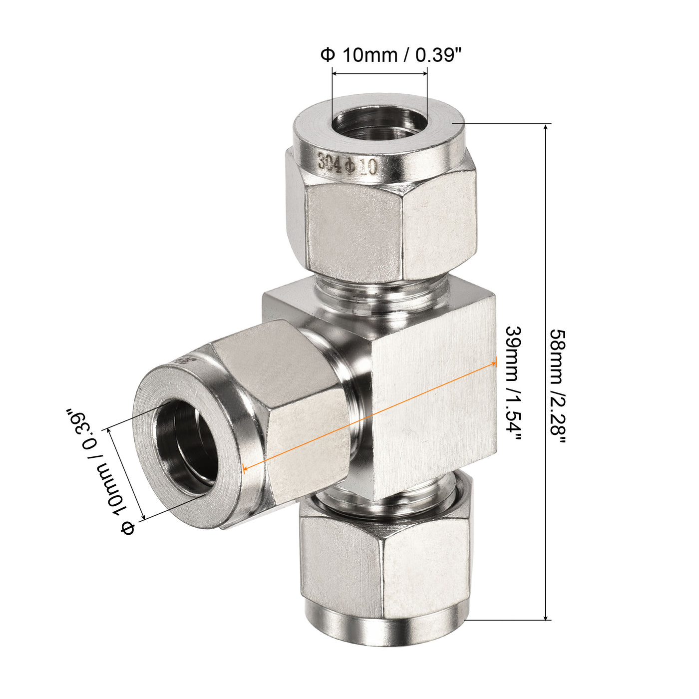 Harfington Quick Connect Air Line Compression Fittings Stainless Steel T Type Tee Connector