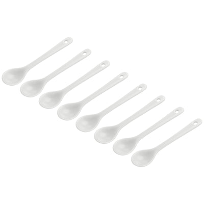 Harfington Ceramic Spoons 5.1" White Spoon for Home Kitchen Restaurant 8 Pcs