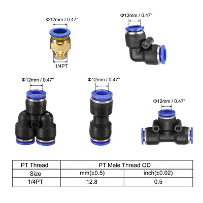 Harfington Pneumatic PU Air Hose Pipe Kits, Tube Connector with Push to Connect Fitting