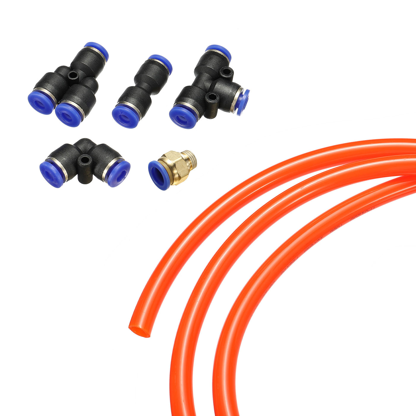 Harfington Pneumatic PU Air Hose Pipe Kits, Tube Connector with Push to Connect Fitting