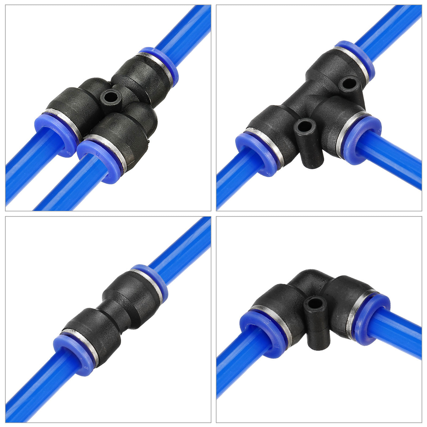 Harfington Pneumatic PU Air Hose Pipe Kits, Tube Connectors with Push to Connect Fitting