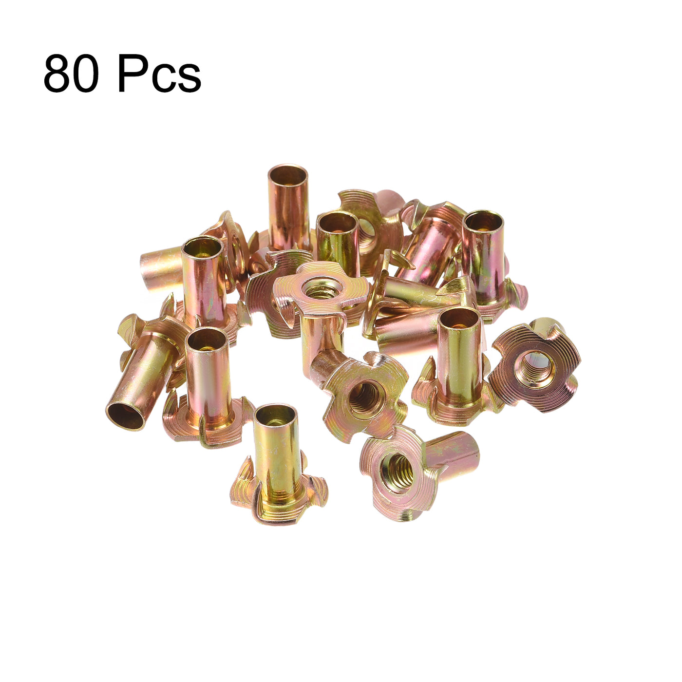 Uxcell Uxcell M10x22mm T-Nuts 4 Pronged Tee Nut Carbon Steel Threaded Inserts for Wood 80pcs