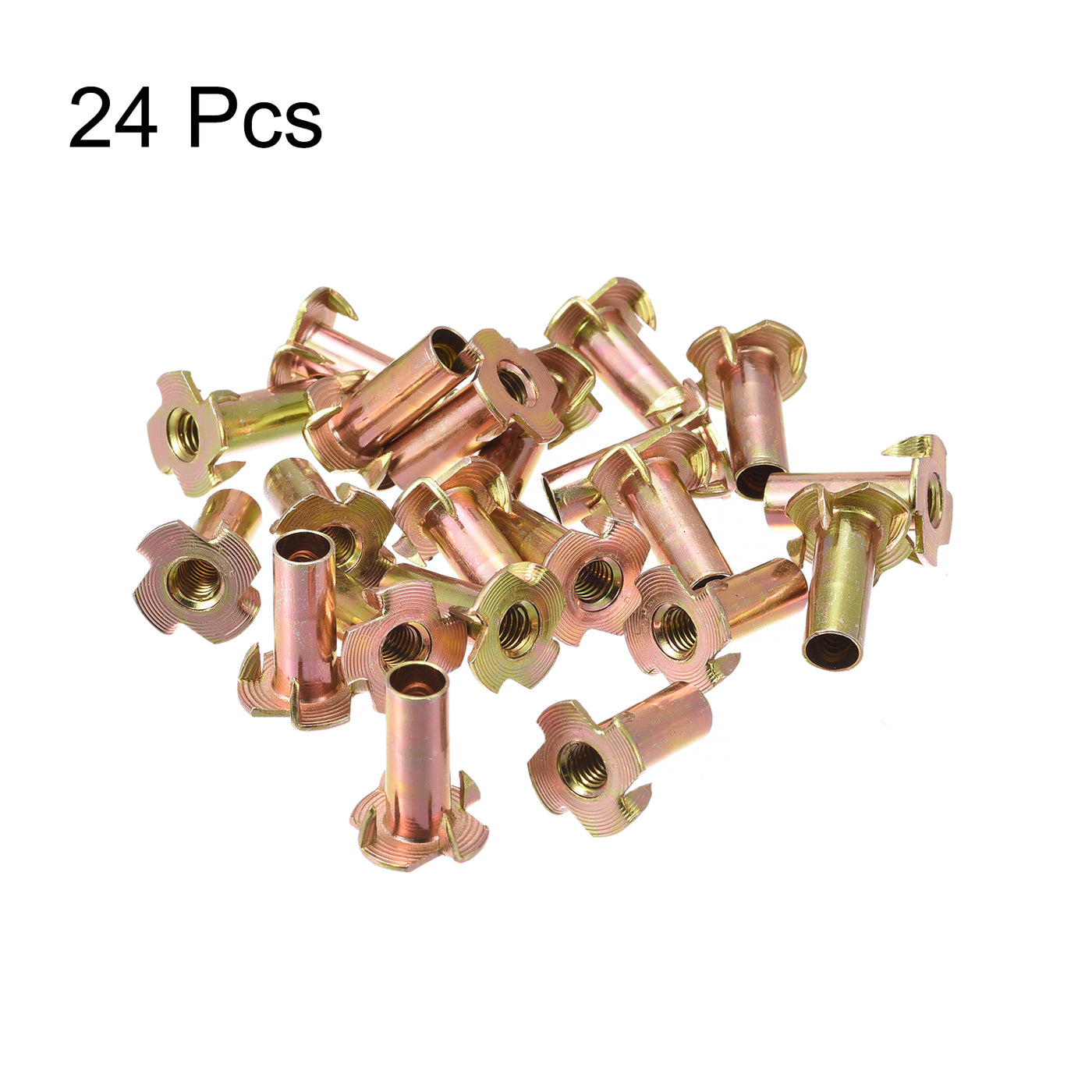 Uxcell Uxcell M10x16mm T-Nuts 4 Pronged Tee Nut Carbon Steel Threaded Inserts for Wood 24pcs