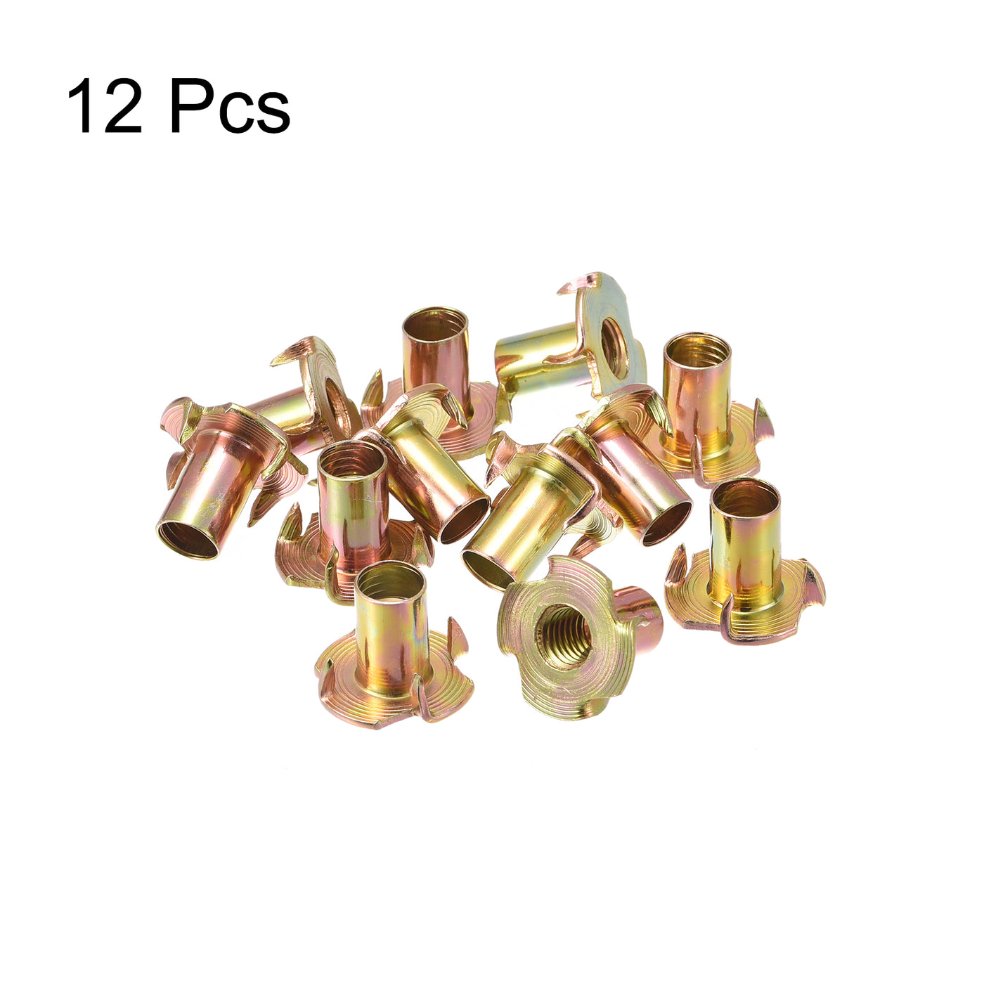 Uxcell Uxcell M8x16mm T-Nuts 4 Pronged Tee Nut Carbon Steel Threaded Inserts for Wood 12pcs