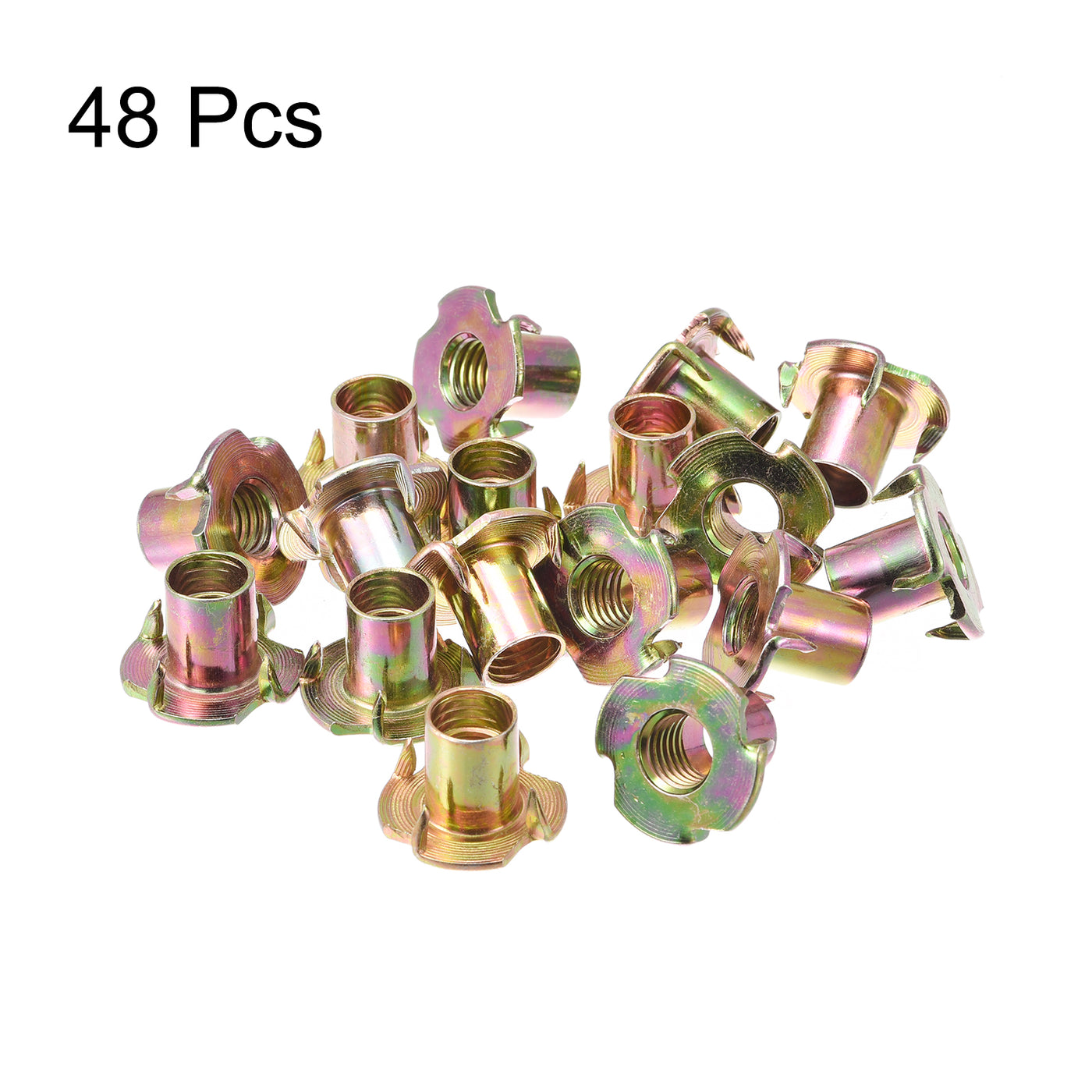 Uxcell Uxcell M10x30mm T-Nuts 4 Pronged Tee Nut Carbon Steel Threaded Inserts for Wood 48pcs