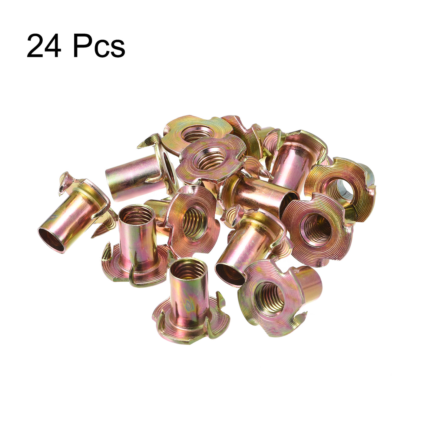 Uxcell Uxcell M10x16mm T-Nuts 4 Pronged Tee Nut Carbon Steel Threaded Inserts for Wood 24pcs